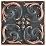 Nichetiles - Moroccon Metal Insert Tile 2"x2", Set of 8, Oil Rubbed Bronze - Oil Rubbed Bronze isn't Bronze at all, it is Copper with a Black Patina Finish. Since there is no true definition, most agree in tile Industry broad terms that Oil Rubbed Bronze should have darker copper metal tones with a bit of the metal base material showing through. Oil rubbed bronze is also known as a "living finish". A living finish will wear over time and the darker matte surface will begin to reveal lighter, coppery highlights.
