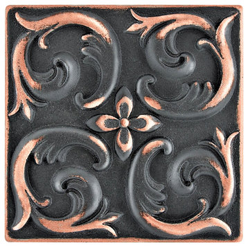 Moroccon Metal Insert Tile 2"x2", Set of 8, Oil Rubbed Bronze