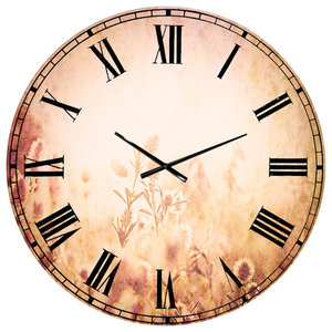 Vintage Butterfly And Cherry Tree Floral Round Metal Wall Clock Contemporary Wall Clocks By Design Art Usa