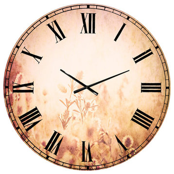 Flowers in Mountain Meadow At Sunset Flower Metal Clock, 36x36