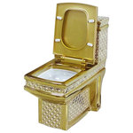Maison De Philip - Decorative Gold Toilet - A beautiful symmetrical design, this distinctive gold and white toilet serves as a unique, yet functional addition to your bathroom.