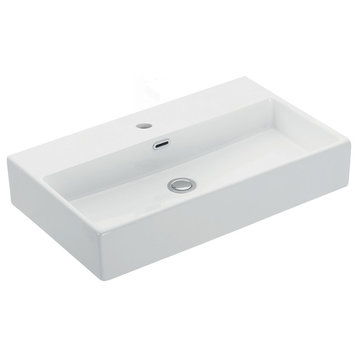 Quattro 70.01 Bathroom Sink, Ceramic White, 1 Faucet Hole
