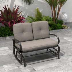 2 Person Patio Outdoor Cushioned Swing Loveseat Rocking Lounge Glider Chair - Outdoor Gliders
