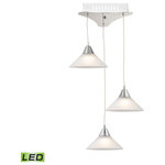 Elk Home - Elk Home Lca103-10-15 Cono 12'' Wide 3-Light Mini Pendant, Chrome - Elk Home LCA103-10-15 Cono 12'' Wide 3-Light Mini Pendant - Chrome. Collection: Cono. Primary Color/Finish: Chrome. Primary Color/Finish Family: Silver. Primary Material: Glass. Secondary Material: Metal. Dimension(in): 12(W) x 12(Depth) x 3(H). Bulb: (3)5W (Not Included). Color Temperature: 3000K (Warm White). Shade Dimension(in): 2.8(H). Safety Rating: UL/CSA.