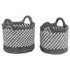 Set of 2 Gray Polyester Coastal Storage Basket, 12", 11"
