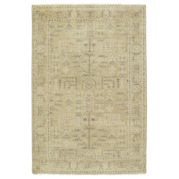Jaipur Living Ginerva Hand-Knotted Oriental Area Rug, Cream/Green, 6'x9'