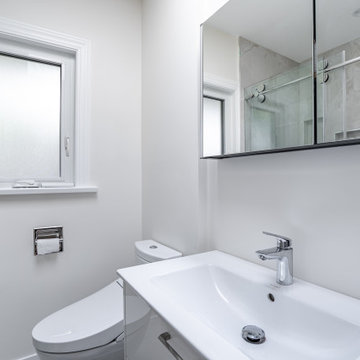 Modern Bathroom Vanity with Glass Shower and New Window – Kerrisdale Vancouver R