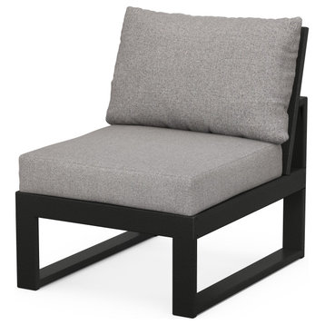 Modular Armless Chair, Black/Gray Mist