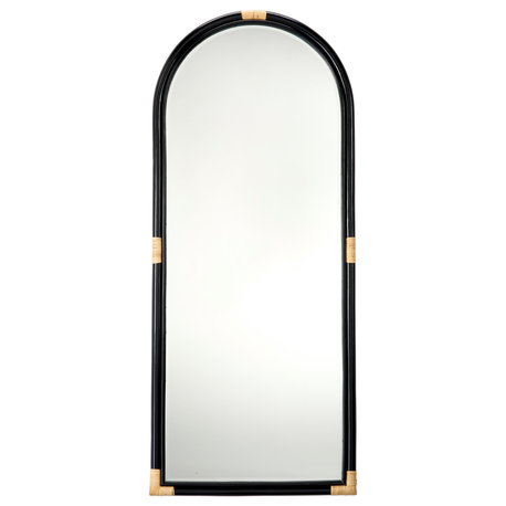 Saltwater Rattan Floor Mirror, Black