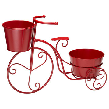 21.5"L Metal Bicycle Plant Stand, Red