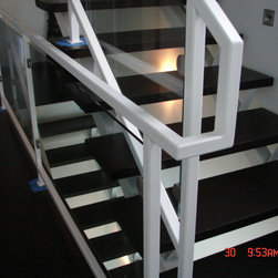 Steel stairs with glass panel - Products
