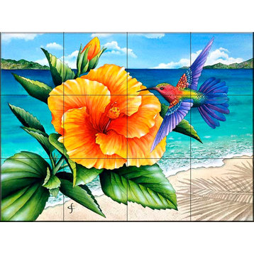 Tile Mural, Beauty And Beach by Carolyn Steele