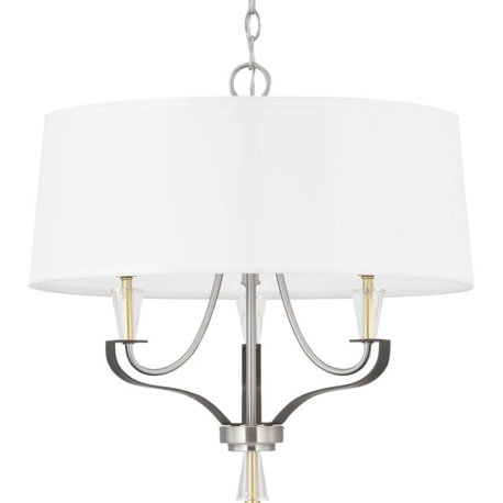 Progress Lighting P400150 Nealy 3 Light 22"W Drum Chandelier - Brushed Nickel