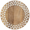 Wood Charger Plates With Dot Design, Set of 4, Natural