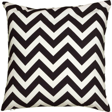 Graphic Chevron Pillow - Black, White, Polyester, 18"x18"