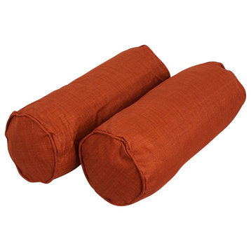 20"X8" Double-Corded Polyester Bolster Pillows With Inserts, Set of 2, Cinnamon
