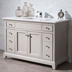 49 inch Transitional Grey Finish Single Bathroom Vanity Quartz Top - Bathroom Vanities And Sink Consoles