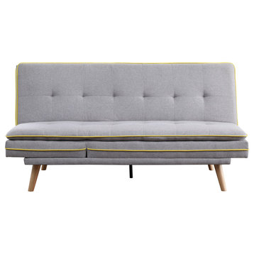 Savilla Adjustable Sofa, Gray Linen and Oak Finish