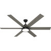 Hunter 70" Warrant Matte Black Ceiling Fan With LED Light Kit and Wall Control