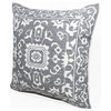 20" X 20" Gray And White 100% Cotton Geometric Zippered Pillow