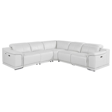 Frederico 5-Piece Genuine Italian Leather Reclining Sectional, White
