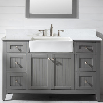 The Alpine Bathroom Vanity, Gray, 54", Single Sink, Freestanding
