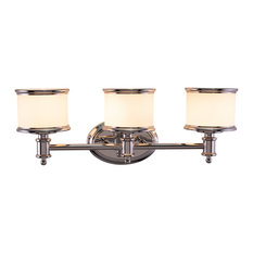 Carlisle 1-Light Vanity, Chrome, White Frosted Opal Glass, 3-Light