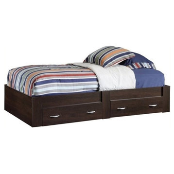 Pemberly Row Contemporary Wood Twin Platform Bed in Cinnamon Cherry
