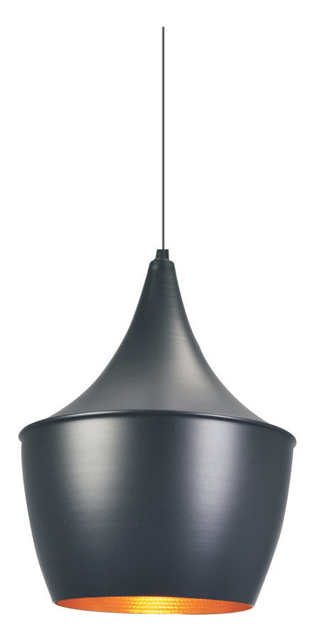 Beaut 1 Light Pendant, Black, 9.5"x9.5"
