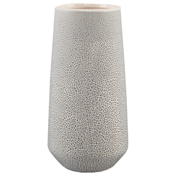 8" Leather Finish Ceramic Vase Planter, Grey