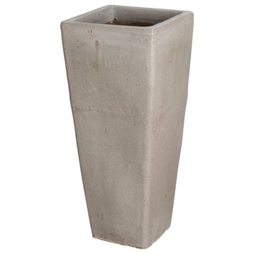 Square Tall Planter, Distressed White Large 15x35