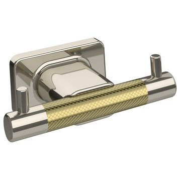 Amerock Esquire Double Robe Hook, Polished Nickel/Golden Champagne