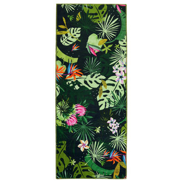 Island Vibe Homefires Accent Area Rug With Flowers, Washable Rug, 21"x54"