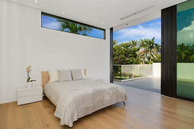 Trendy bedroom photo in Miami