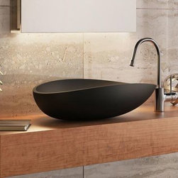 Aquatica Lotus-Blck Stone Bathroom Vessel Sink - Bathroom Sinks