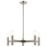 Livex Lighting - Livex LightiCopenhagen, 5 Light Chandelier, Brushed Nickel/Satin Nickel - Exposed bulb sockets are fixed over black with bruCopenhagen 5 Light C Brushed NickelUL: Suitable for damp locations Energy Star Qualified: n/a ADA Certified: n/a  *Number of Lights: 5-*Wattage:60w Medium Base bulb(s) *Bulb Included:No *Bulb Type:Medium Base *Finish Type:Brushed Nickel