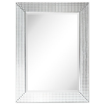 Bling Beveled Glass Rectangle Wall Mirror,1"-Beveled Center,Wood Frame, 40"x 30"