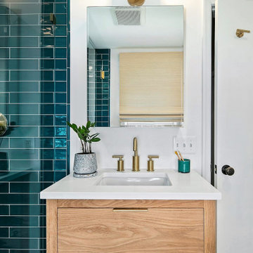 Gorgeous Bathroom Vanity and Floating Shelves
