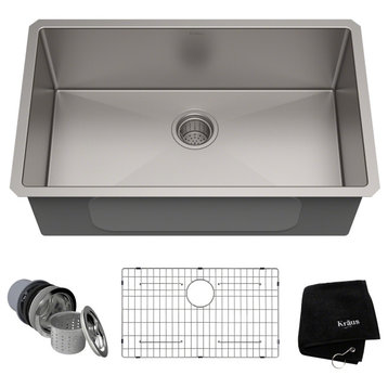 Kraus KHU100-30 30" Single Basin 16 Gauge Stainless Steel Kitchen - Stainless