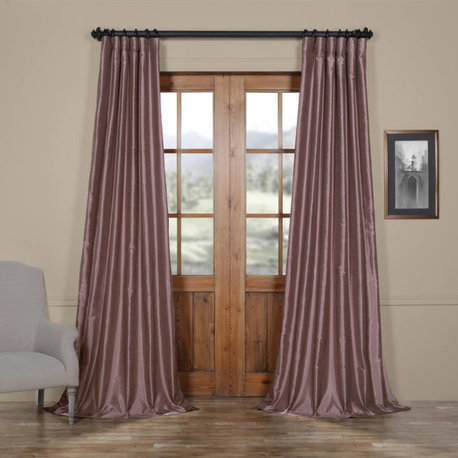 Smokey Plum Vintage Textured FauxDupioni Silk Curtain Single Panel, 50"x84"
