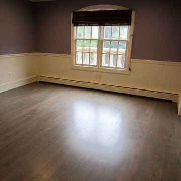 NISSEQUOGUE:  CUSTOM GREY STAIN ON RED OAK - BONA TRAFFIC HD POLY