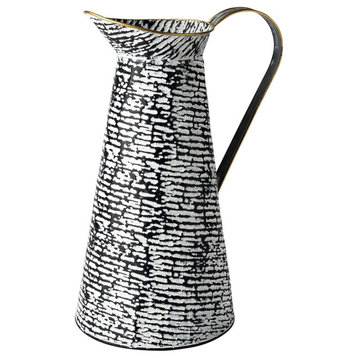 Petite Black and White Textured Jug Vase