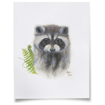 "Woodland Littles 2" Raccoon Paper Print, Unframed, 13x19