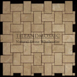 Crema Marfil Marble Basketweave Mosaic Tile with Crema Marfil Dots Polished - Products