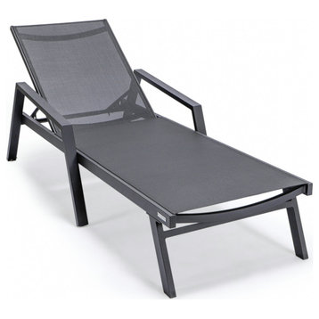 LeisureMod Marlin Lounge Chair With Armrests, Black Frame, Set of 2, Black