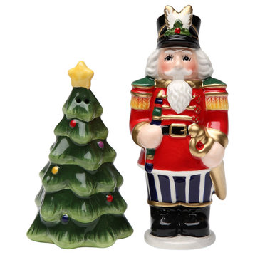 Nutcracker with Christmas Tree Salt and Pepper Shakers