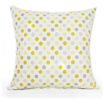 Green, Gray And Yellow Dotted Throw Pillow Cover