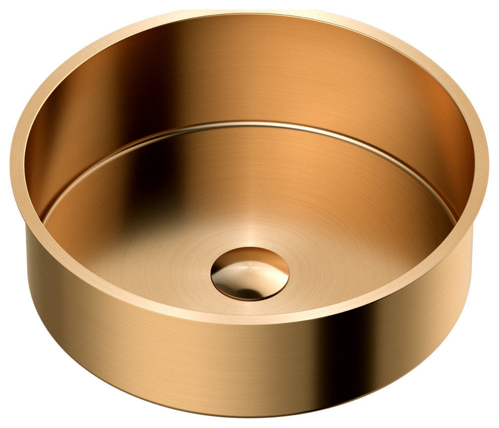 Karran Cinox Stainless Steel Round Undermount Sink, Brushed Copper