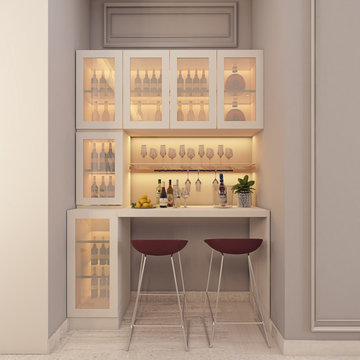 Classic European Design | Home Bar | 3BHK | Bonito Designs