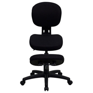 Pemberly Row Mobile Ergonomic Kneeling Office Chair in Black